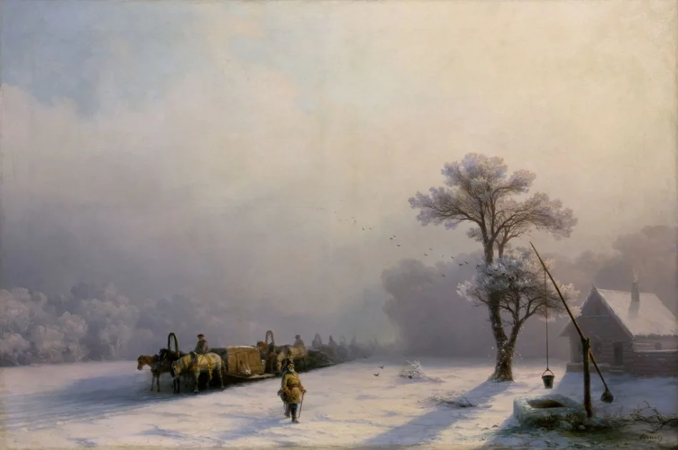 Picture Winter wagon train on the way